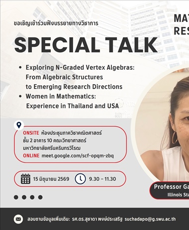 ขอเชิญผู้สนใจร่วมรับฟัง สัมมนา N-Graded Vertex Algebras...